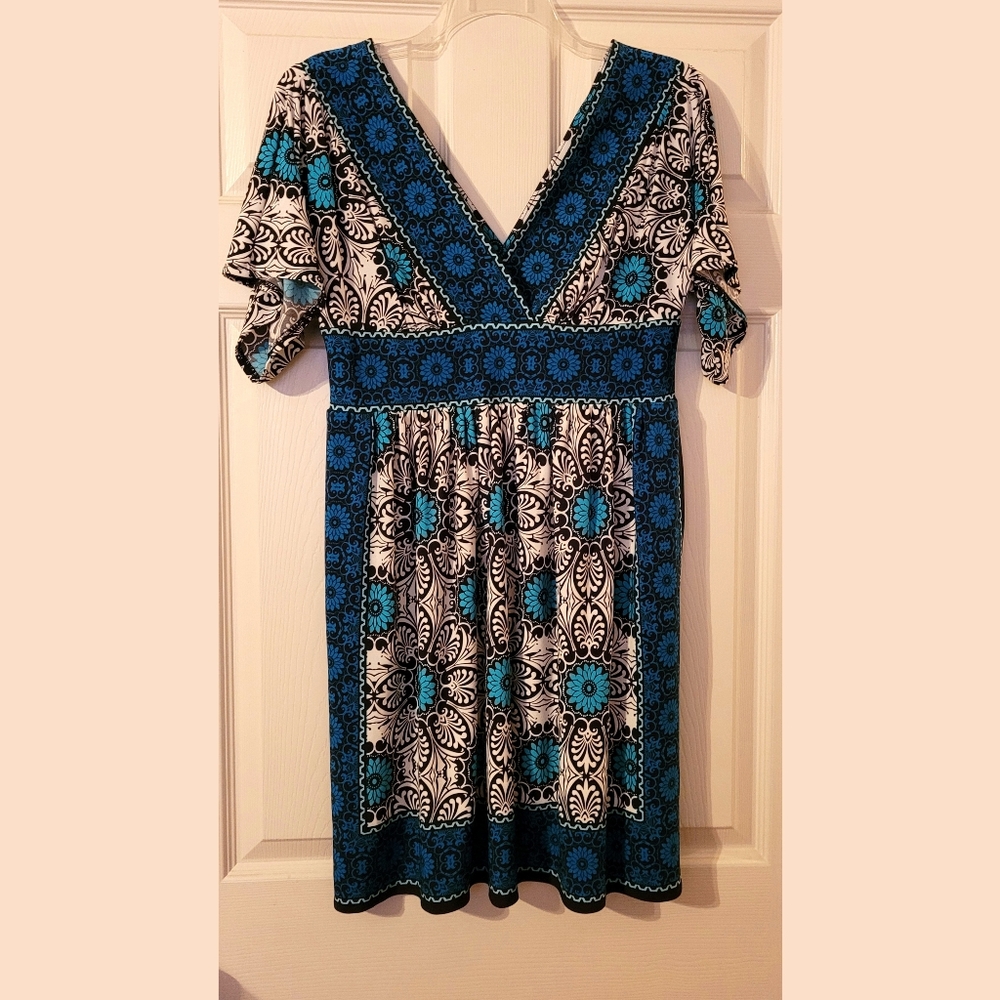Maggie L Black and Teal Dress Size 10